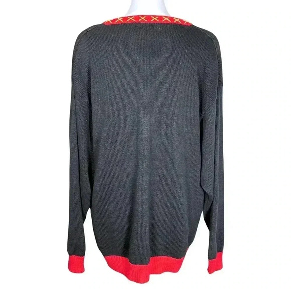 Vintage 90s Snowman Ugly Christmas Sweater Grandmacore Cardigan. L/XL Maximalist - Picture 4 of 8
